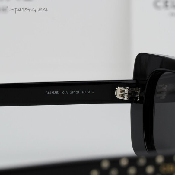 BRAND NEW Celine CL4213IS 01A ANIMATION XMAS Black Rectangle Women Sunglasses - Picture 6 of 8
